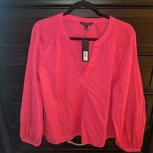 NWT - Banana Republic Magenta XL Slightly Sheer Long Sleeve Blouse